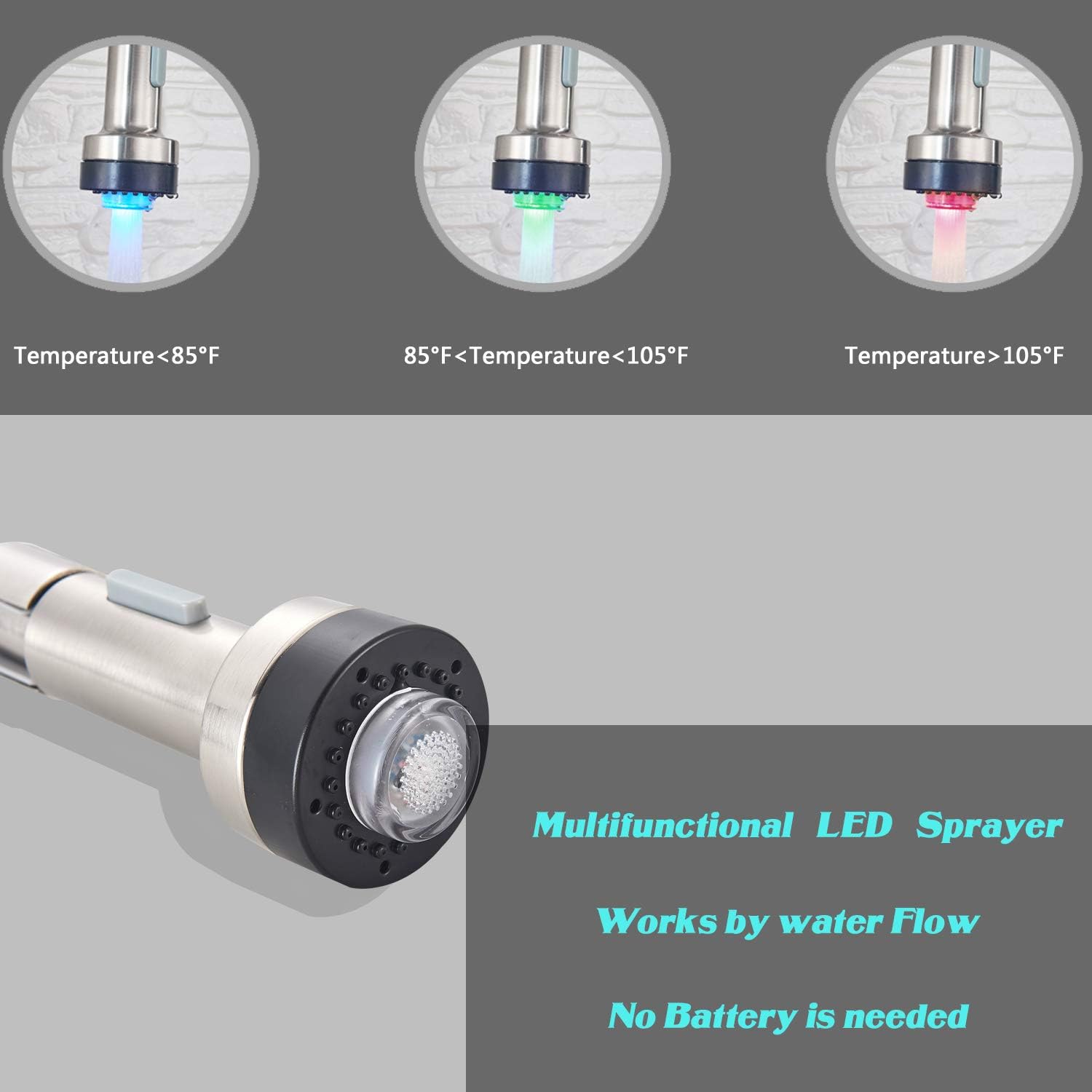 Gеt Chеар Prісе Brushed Nickel Kitchen Faucet,LED Spring Kitchen Faucets ,Kitchen Sink Faucets Pull Down Sprayer Single Handle Oulantron Commercial Faucets Stainless Steel Frее Shірріng Ovеr $50 Brushed Nickel Kitchen Faucet,LED Spring Kitchen Faucets ,Kitchen Sink Faucets Pull Down Sprayer Single Handle Oulantron Commercial Faucets Stainless Steel