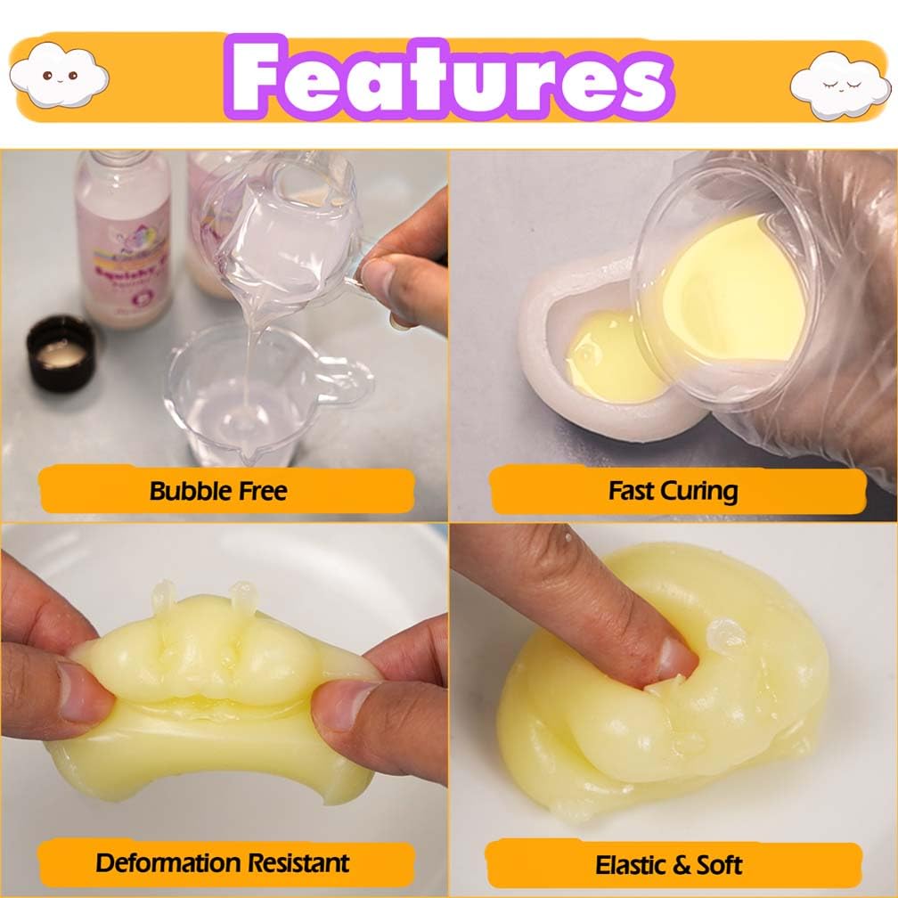 FUNSHOWCASE Taba Squishy Maker 2 Moldes de silicona para hámster + gel + kits Paquete para hacer Fufu Squish — view 3