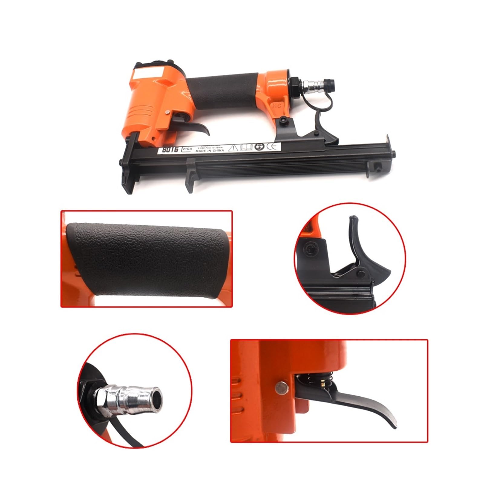Pistolet do Gwoździ, 21GA 8016 Pneumatyczny Zszywacz Pneumatyczny Gwoździarka Drobny Zszywacz Do Mebli Pistolet Na Gwoździe 6-16mm Do Obróbki Drewna Pneumatyczne Elektronarzędzie Pneumatyczne