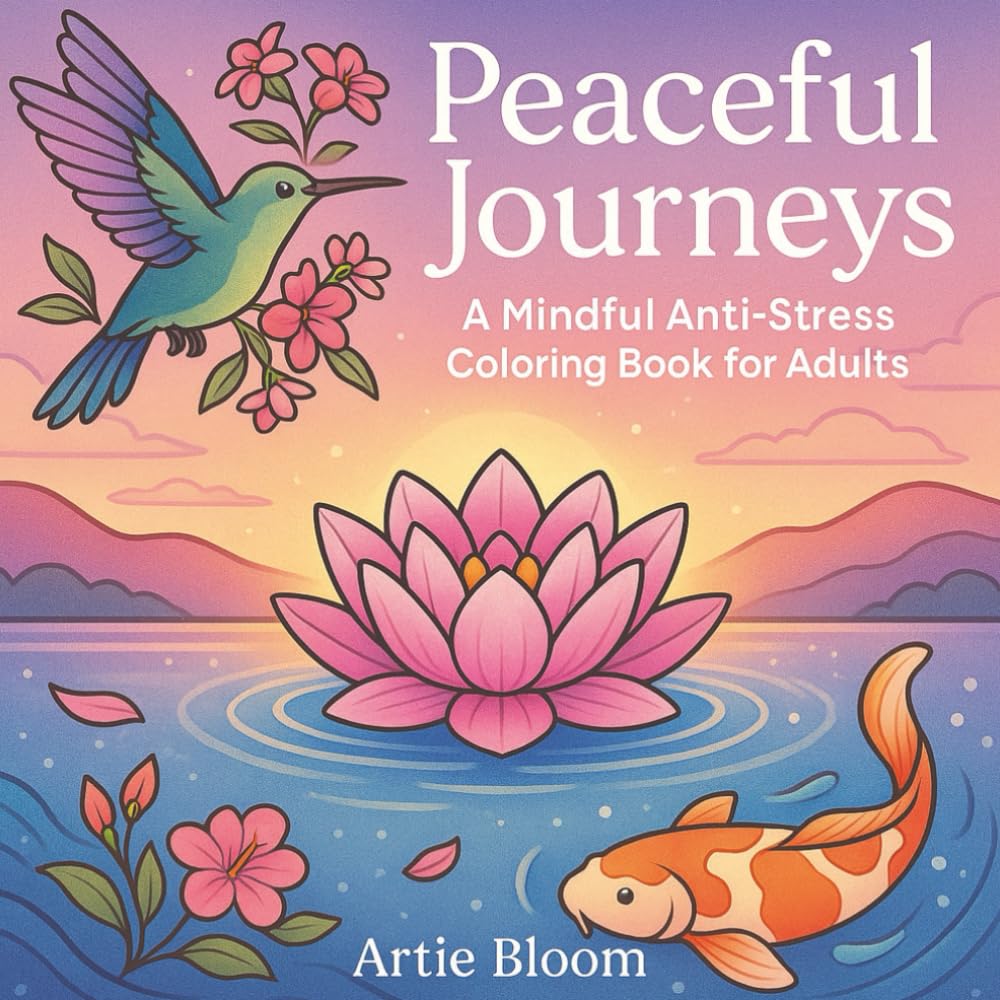 Peaceful Journeys – A Mindful Anti-Stress Coloring Book for Adults: 50 calming coloring pages filled with stress relief patterns, anxiety coloring ... therapeutic designs to de-stress and recharge