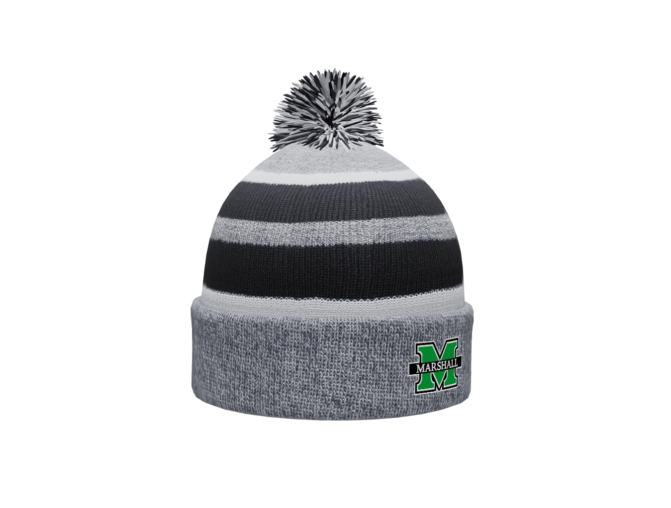 Sport Your Gear Marshall Thundering Herd Prime Cuffed Fold Over Pom Pom Winter Knit Hat Beanie Alternate