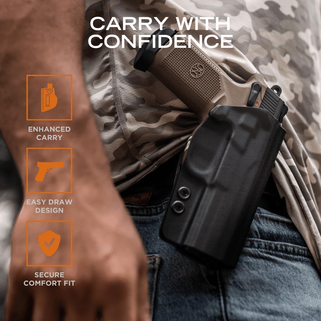 Rounded OWB Paddle Holster - Outside Waistband Carry, American Made, Concealment Express, Black Kydex, Optics Ready, Fits: