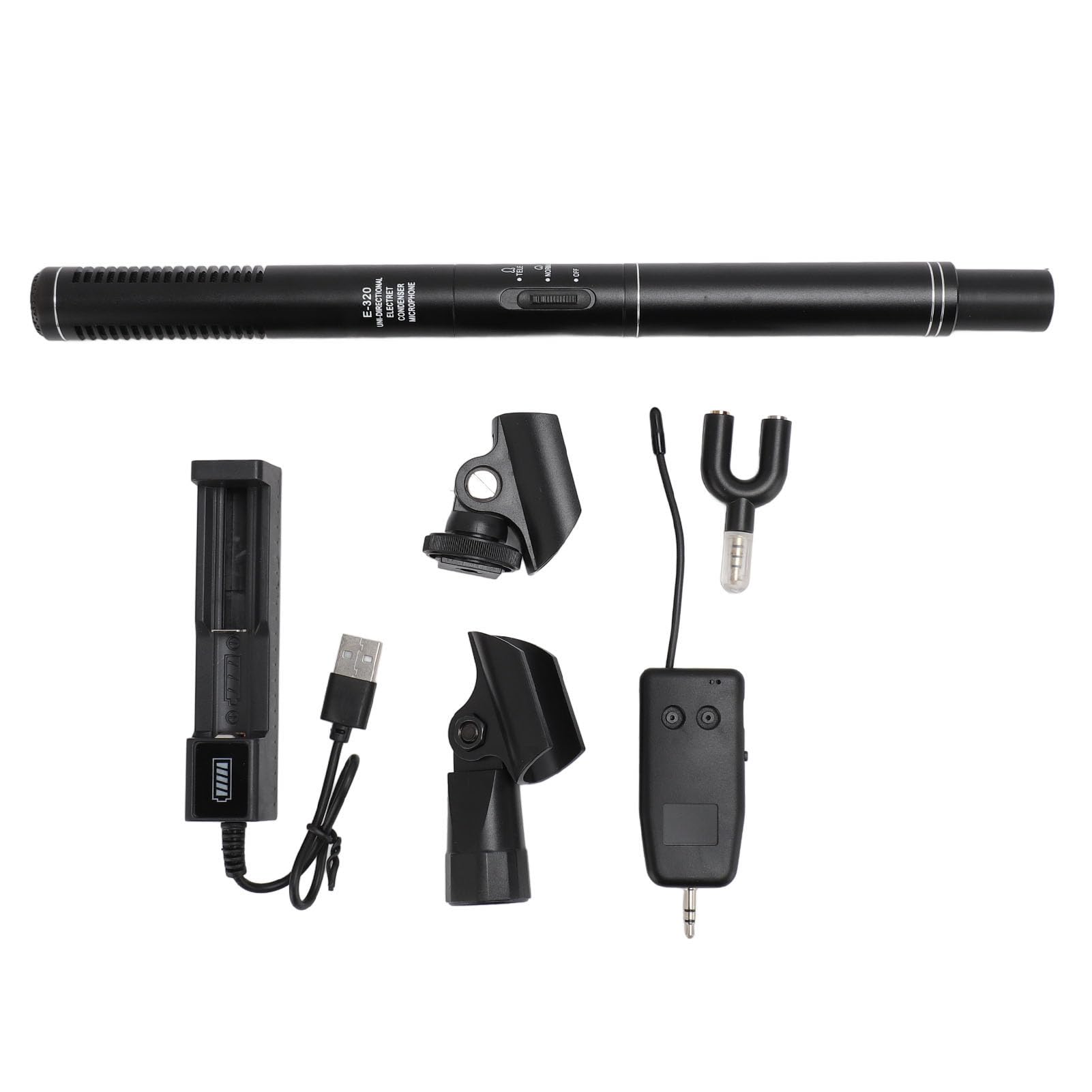 Cryfokt Microfono per Interviste a Condensatore Professionale Wireless 2.4G per Telefono con Fotocamera SLR, Alta sensibilità, per Riunioni su Larga Scala, Interviste Ai Giornalisti, 11 Pollici