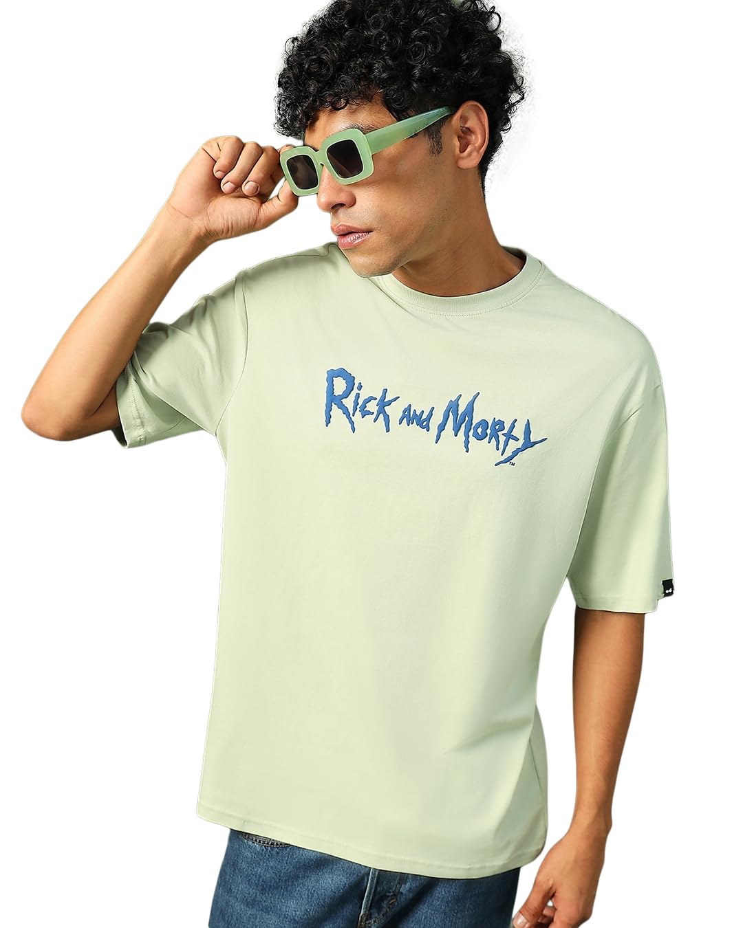 Bewakoof Official Rick and Morty Merchandise Men's 100% Cotton 220 GSM Printed Oversized Fit Round Neck T-Shirt