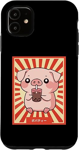 Miniatura 10 de Funda de estilo japonés retro Otaku para iPhone 12 mini animé con bebidas de cerdo
