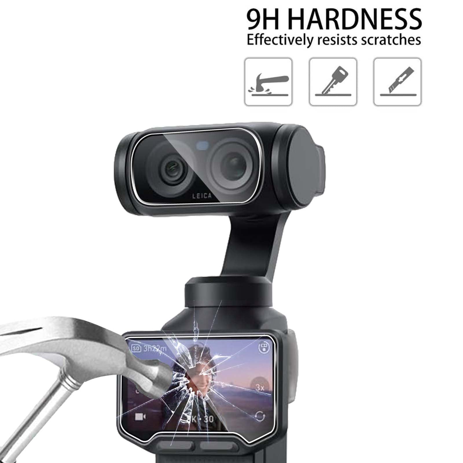 QULLOO Folia ochronna do Insta360 Luna Ultra do szkła pancernego, 3 sztuki folii ochronnej na wyświetlacz z 3 sztukami ochrony aparatu, szkło hartowane o twardości 9H, szkło hartowane HD przezroczyste