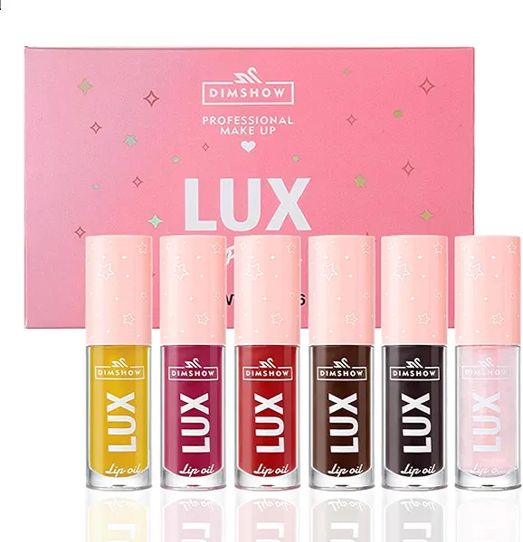 Lip Oil Pack- 6 Colors Lip Glow Oil Set Tinted Plumping Lip Oil Hydrating Transparent Lip Oil, Moisturizing Lip Gloss oil for Girl Lip Care Makeup