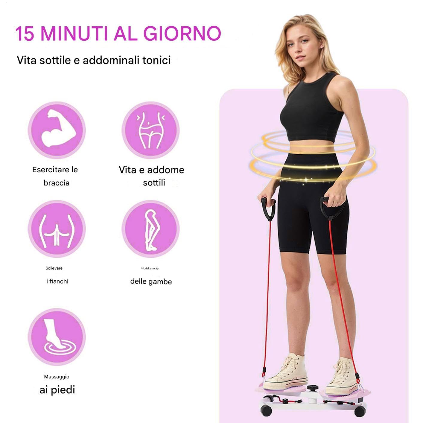 Macchina Per Torsione Della Vita Tavola Girevole Per Allenamento Con Bande | Attrezzatura Fitness Per Tutto Il Corpo, Strumento Per Modellare Il Core Per Palestra, Dormitorio, Viaggi,