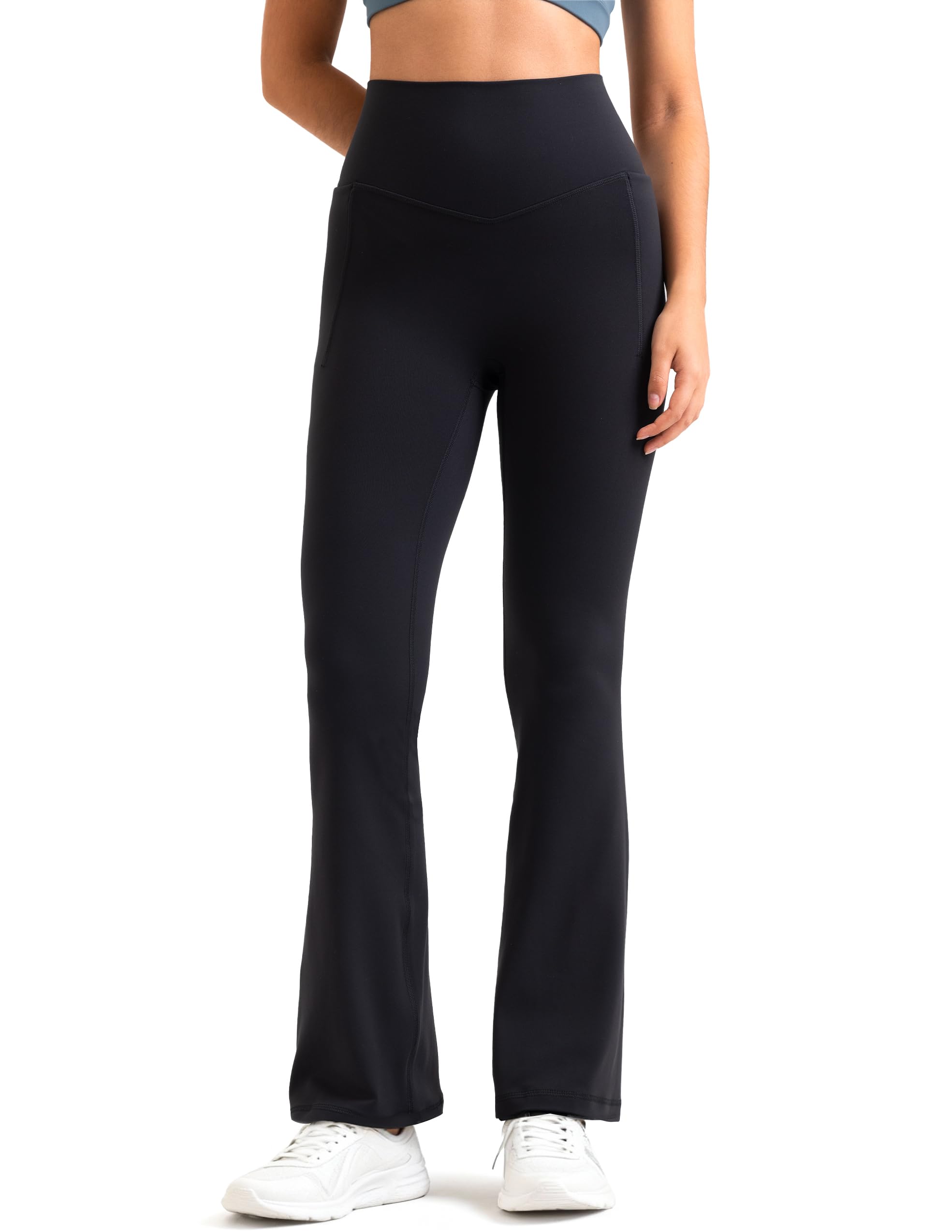 Colorfulkoala Dreamlux No Front Seam Flare Leggings for Women High Waist Yoga Pants with Pocket 27 5 29