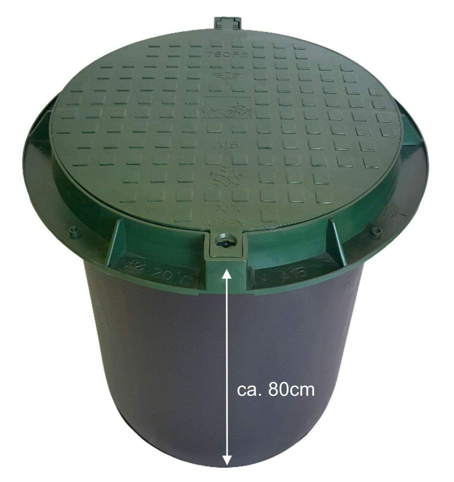 Varile Bac de révision en plastique (sans fond) avec couvercle verrouillable - Charge maximale : 1,5 t - Vert - 60 x 80 cm