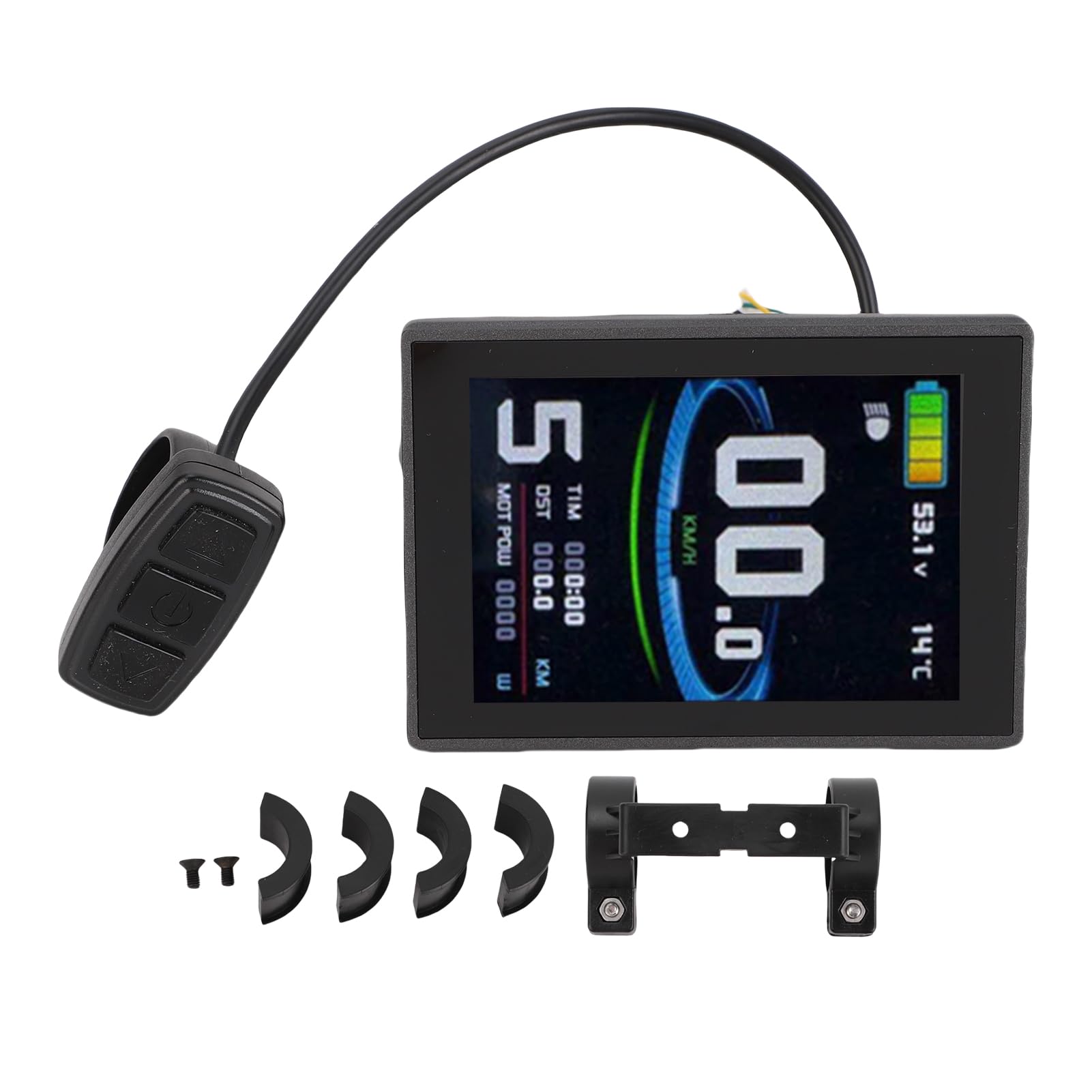 Display LCD per Scooter Elettrico, Pannello di Controllo LCD per Bici Elettrica a Colori ABS, Connettore 24V 36V 48V SM, Pulsanti Esterni, Schermo Trasparente Diurno e Notturno per Pendolari