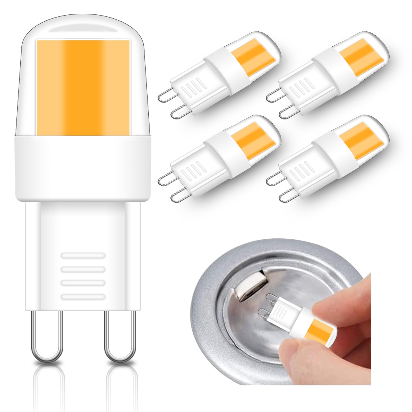 ASAIHKUN G9 LED Bulbs 2W Equivalent to 20W-33W Halogen Bulb Warm White Cooker Hood Bulbs Mini Light Lamps Night Lamp 220-240V 2700K Energy Saving G9 Bipin Bulb 260LM Non Dimmable, 5 Pack