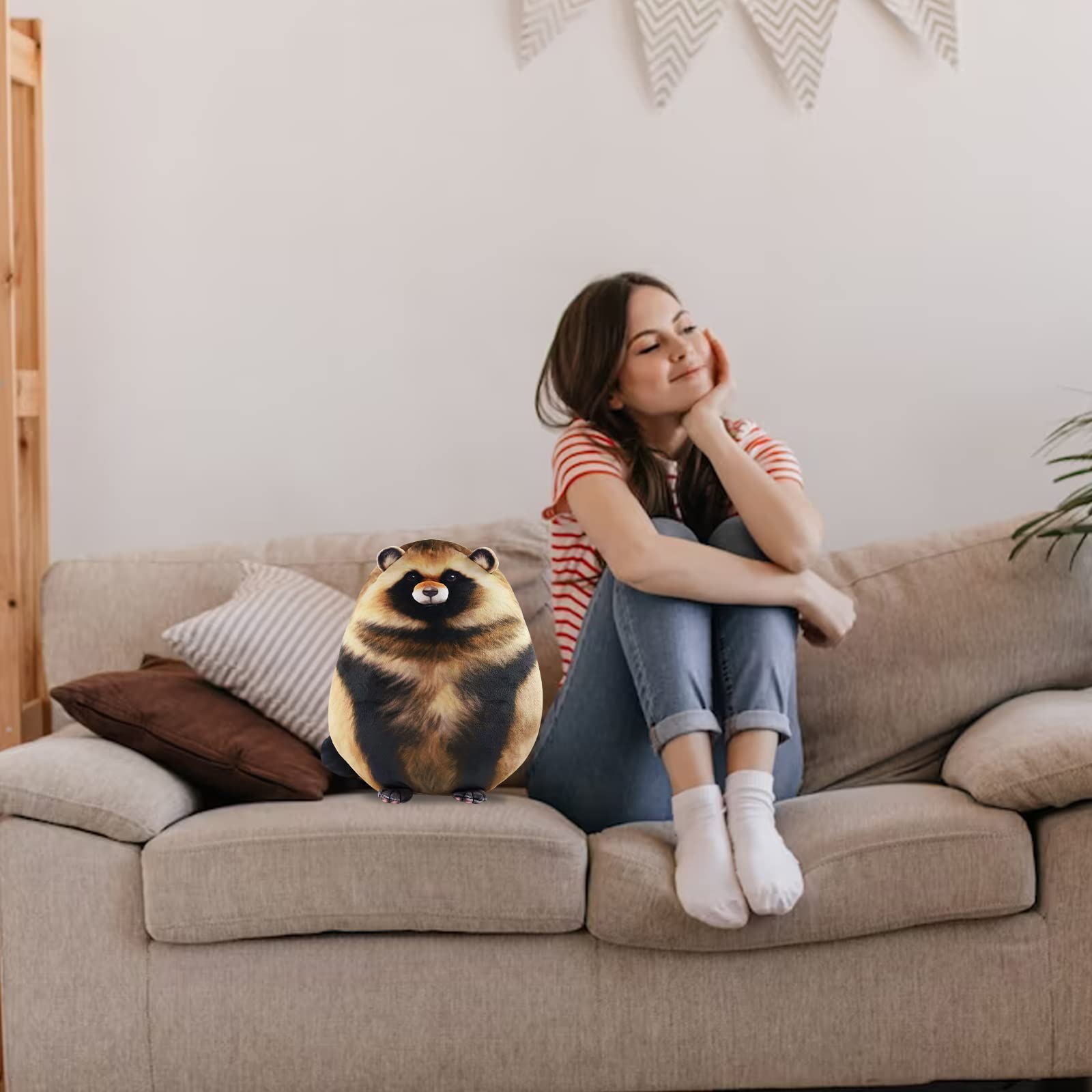 Dinyinor Cute Raccoon Plush Pillow,Soft & Comfortable Raccoon Stuffed Animal Toy, Huggable Plushie Throw Pillow for Kids, Girls & Boys, Cute Decor & Gift Christmas