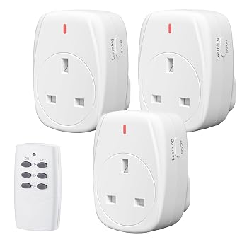 HBN Wireless Remote Control Plug Sockets, 13A/3120W Remotely Control Socket for Christmas Light,Wireless Remotes Light Switch with 30m/100ft Operating Range,3 Pack Sockets and 1 Remote