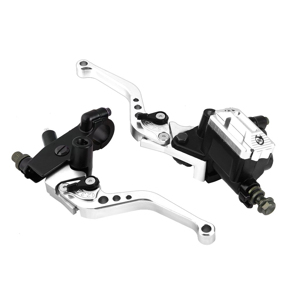 2pcs Leviers de Frein et d’Embrayage Réglables, Keenso 7/8 "Frein de Moto Universel Leviers de Réservoir de Maître-cylindre d’Embrayage pour Moto(Silver)
