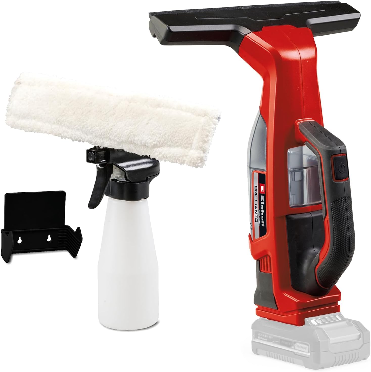 Einhell Limpiacristales con batería BRILLIANTO Power X-​Change (18 V, Boquilla de aspiración de 28 cm de Longitud, Limpieza sin Tiras, Incl. pulverizador con paño de microfibras, sin batería)