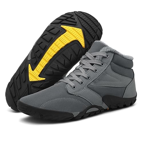 HUSKSWARE Varma fodrade barfotaskor, vandringsskor, utomhussneakers, storlek 36–47, 9939 grå, 38 EU
