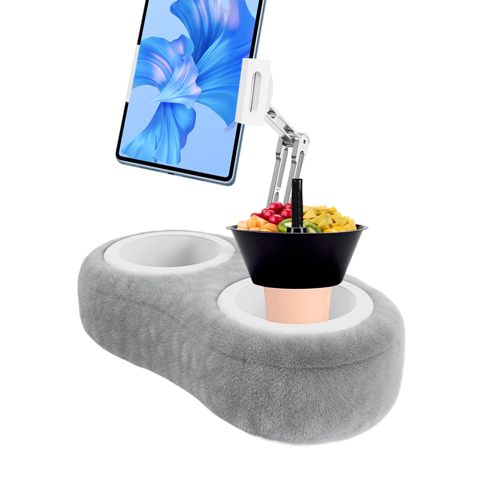 Tabletständer mit Kissen Geeignet für Handys und Geräte von 11,9 bis 33 cm | Smartphone- und Tablet-Kissenhalterung für das Bett Verstellbarer Mehrwinkel-Schoßtisch, Rutschfeste Basis