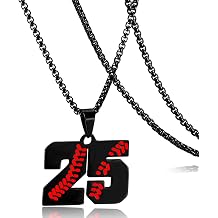 RWQIAN Baseball Necklace Jersey Number 0-99 - Stainless Steel Baseball Chain Number Pendant Necklace,Baseball Gifts for Boys/Girls