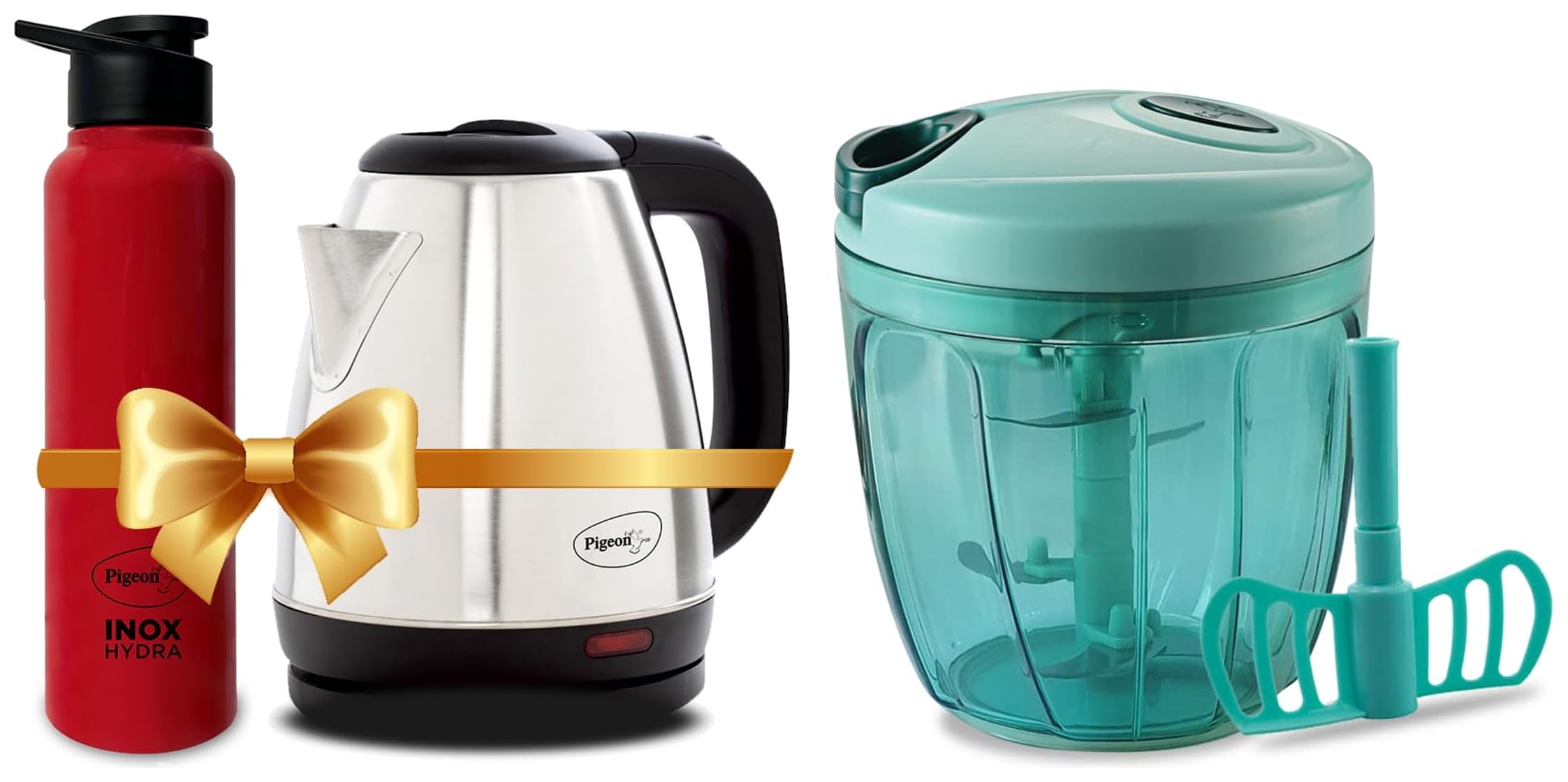 Pigeon 1.5 litre Hot Kettle and Water Bottle Combo (Silver) & Pigeon Handy Chopper with 5 Blades and 1 Plastic Whisker (14077, XL, Green)-image-18