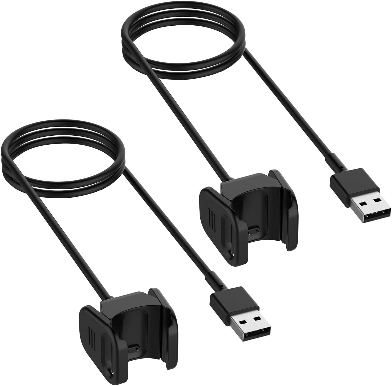Kissmart Charger for Fitbit Charge 3, Replacement USB Charging Cable Clip Cord Dock Stand for Fitbit Charge 3 Fitness Tracker [2-Pack, 1m/3.3ft]
