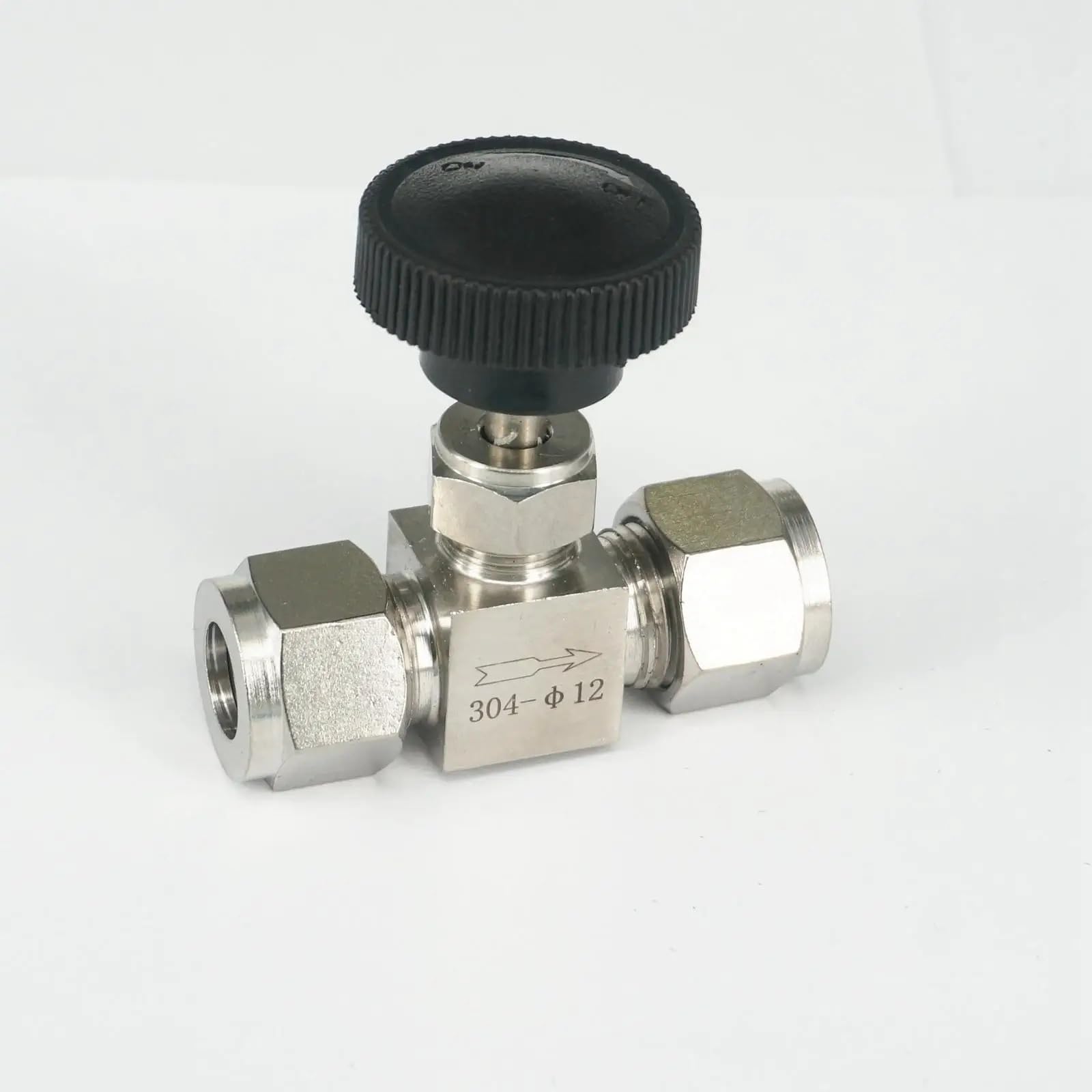 UWUKCJOKQ Fit Tube O/D 12mm 304 Stainless Steel Shut Off Valve Straight Flow Control Needle Compression Fitting 6.4 Mpa