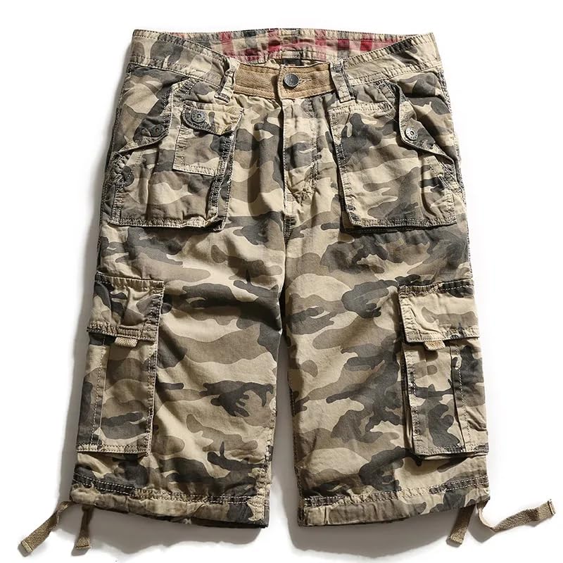 Short cargo homme en coton WOLONG décontracté à multi-poches