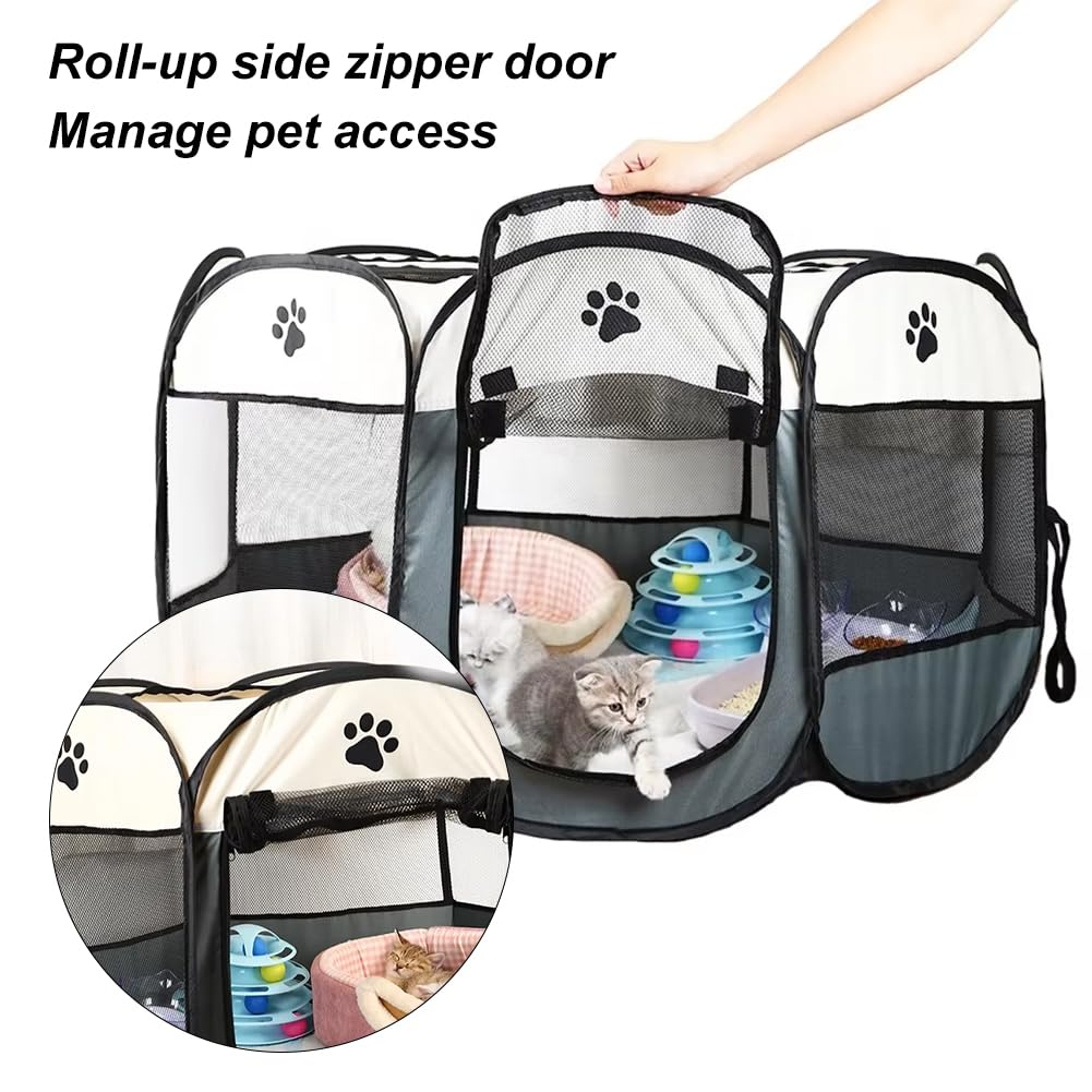 Parque Plegable para Perros,Portátil Parque para Perros,Corralito para Perros,Impermeable Parque de Juego de Tela Oxford,para Interior y Exterior,para Cachorros,Gatos,Perros,Conejos,74x74x43cm