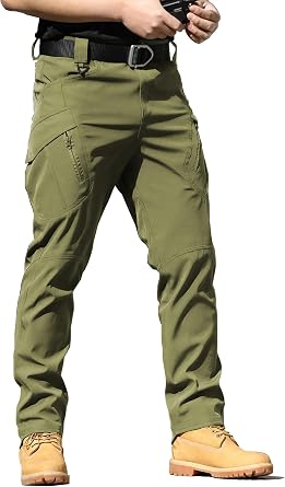 Men's Water Resistant Tactical Cargo Pants Multi-PocketNo Belt