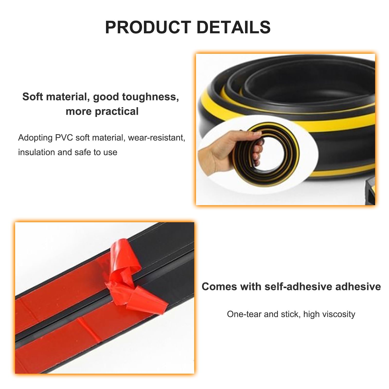 SRNSAEB 4cm Wide Cord Cover For Floor, Flexible PVC - View #3