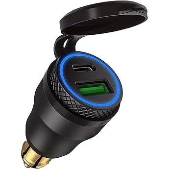 iMESTOU Aluminium DIN Plug 30W 5A Motorcycle Dual USB Charger