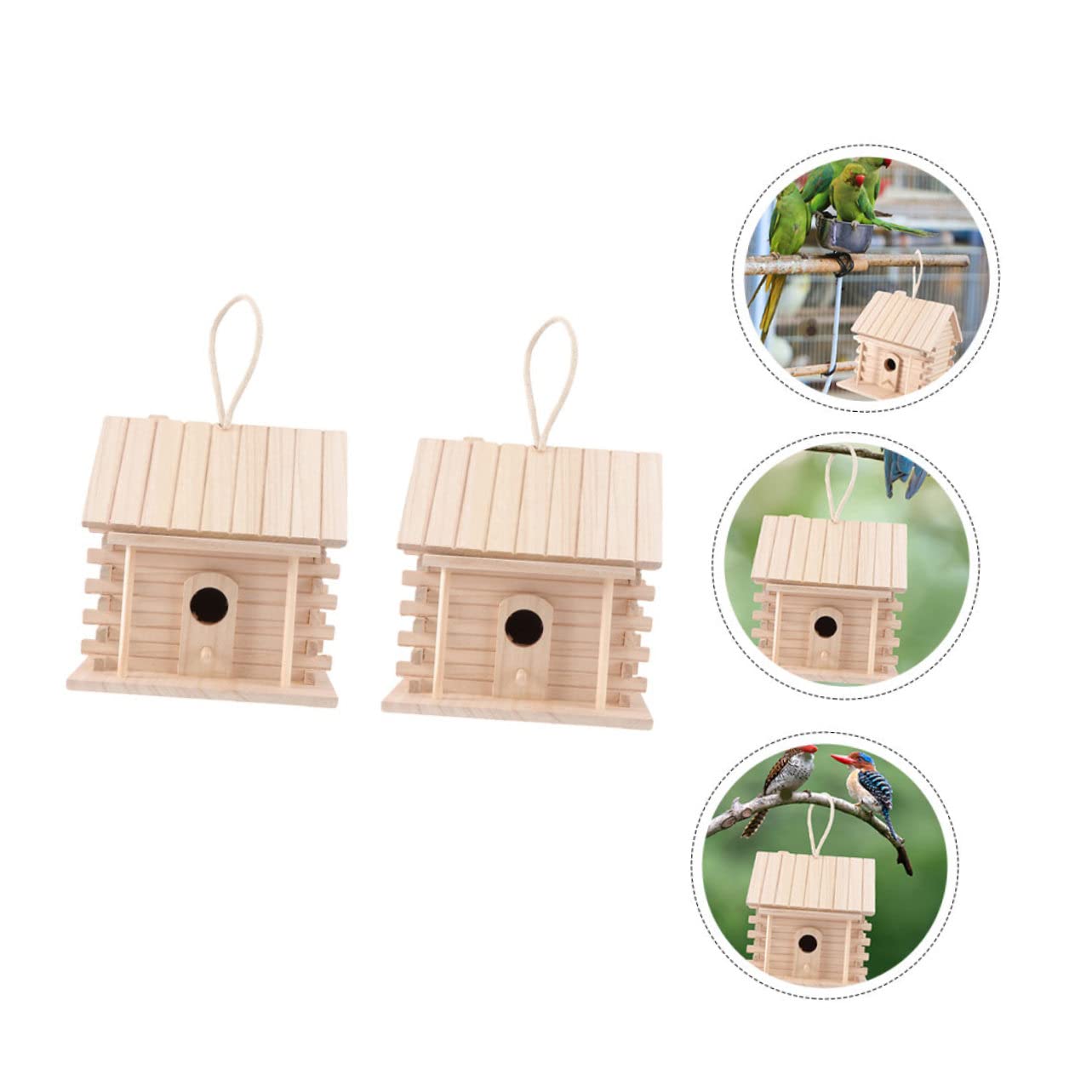 COLLBATH Nid d'Oiseau en Suspendu Maison pour Oiseaux Accessoire d'Extérieur Cabane à Oiseaux Nid pour Canari Perroquet Alouette 2 Pièces