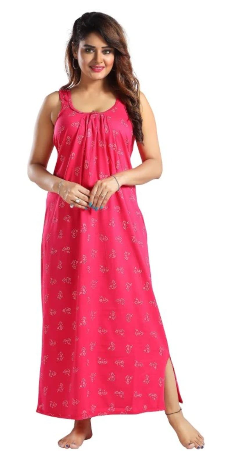 H & C Women Hosiery Cotton Fabric Long Solid Full Length Gown Slip/Nighty | Night Wear Maxi for Women