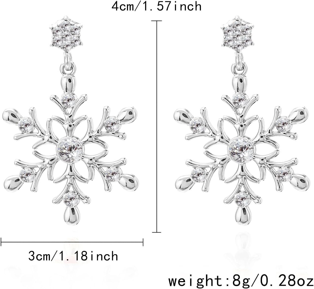 Silver Snowflake Earrings for Women Elegant Pearl Rhinestone Snowflake Dangle Drop Earrings Winter Frozen Flower Earrings Christmas Holiday Jewelry - Image 6