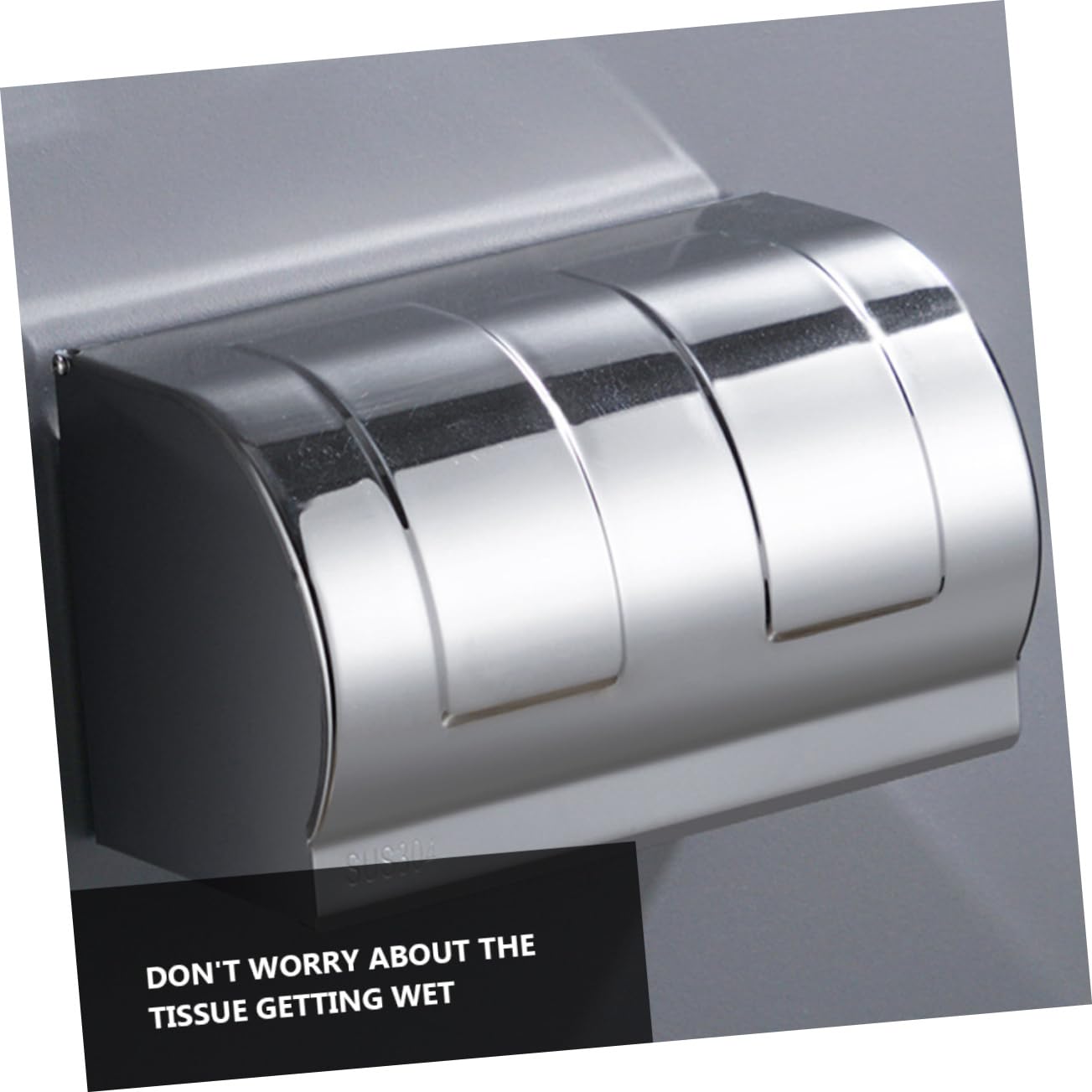 PRETYZOOM Porta Carta senza Fori in Acciaio Inox 304 Igienica da Parete Scatola Semplice Facile da Lavare per Bagno