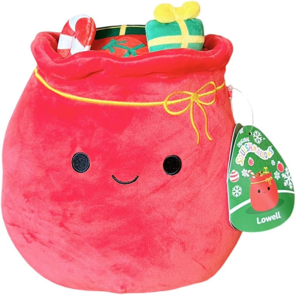 Squishmallows Officially Licensed Kellytoy B Christmas 2024 Squad Plush -Squishy Stuffed Animal Toy - Gift for Kids, Girls & Boys 8 Inch (Lowell Gift Bag)