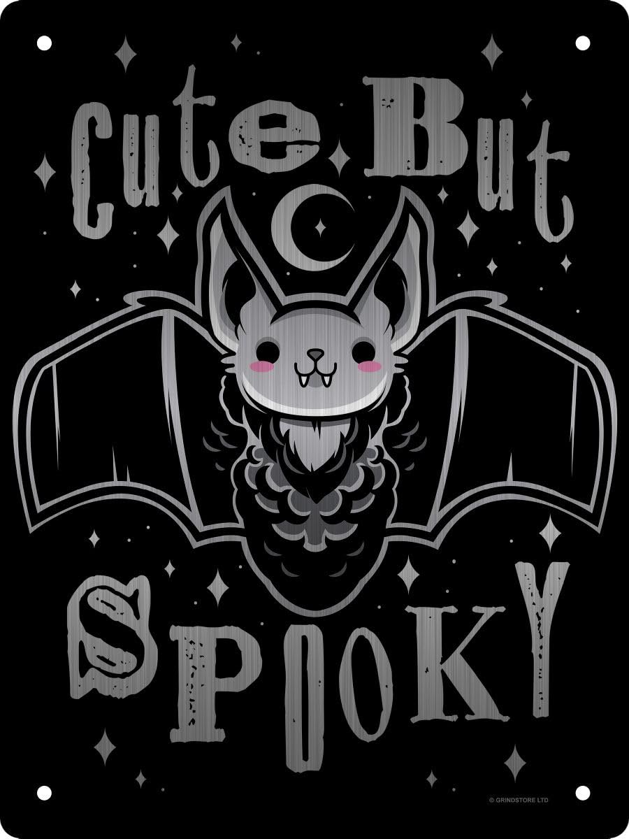 Grindstore Nc Cute But Spooky Bat Mirrored Mirrored Tin Sign 15X20cm