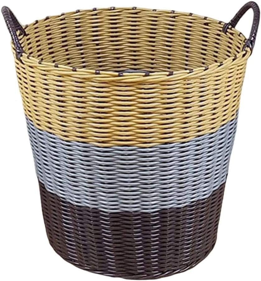Amazon｜ラADIOLI ンドリー バスケット 折りたたみ 折りたたみ可能な汚れた服ランドリー収納バスケットプラスチックラタン大きなおもちゃフルーツオーガナイザーバスケットホームサンド