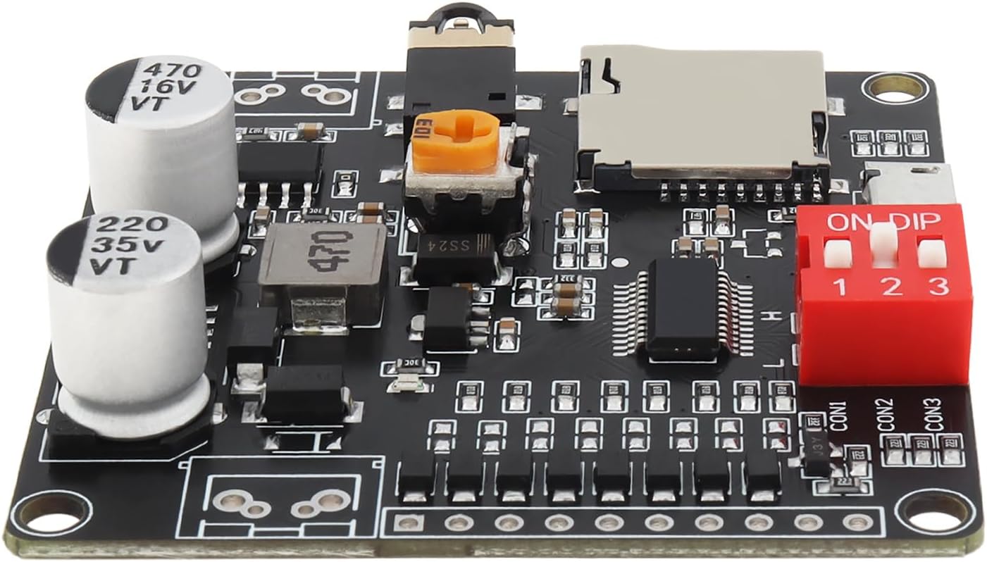 20W Voice Playback Module DC 6-35V 24-bit DAC Output Support TF Card 32GB for Broadcast Device DIY, Support USB Downloadable Music Player Board
