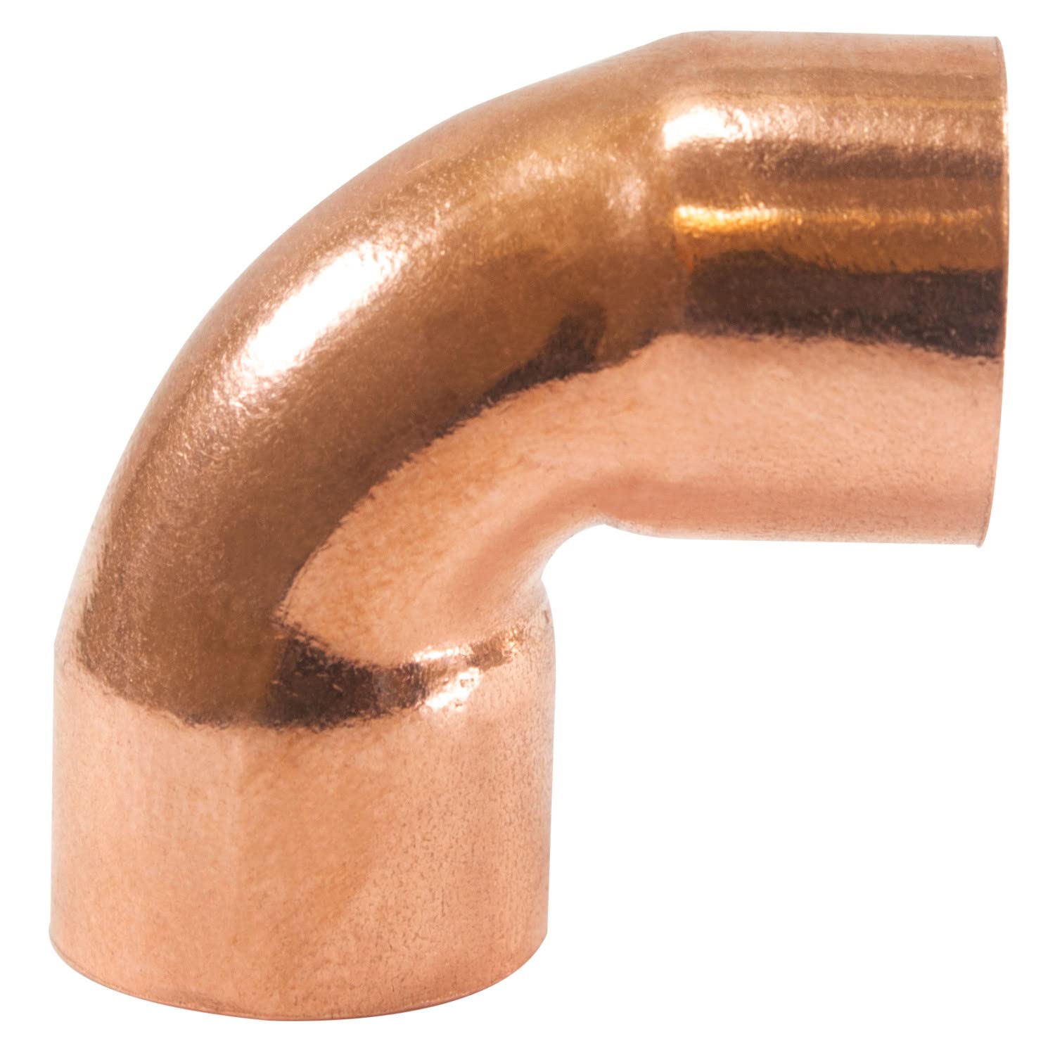 1/4 Inch Copper Elbow Fittings - 90 Degree HVAC Joints With Rolled Tube Stops (5-Pack)