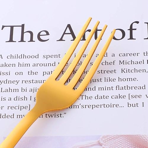 Miniatura 3 de BuyGo - Juego de cubiertos dorados para 6 cubiertos de acero inoxidable, juego de cubiertos de 24 piezas