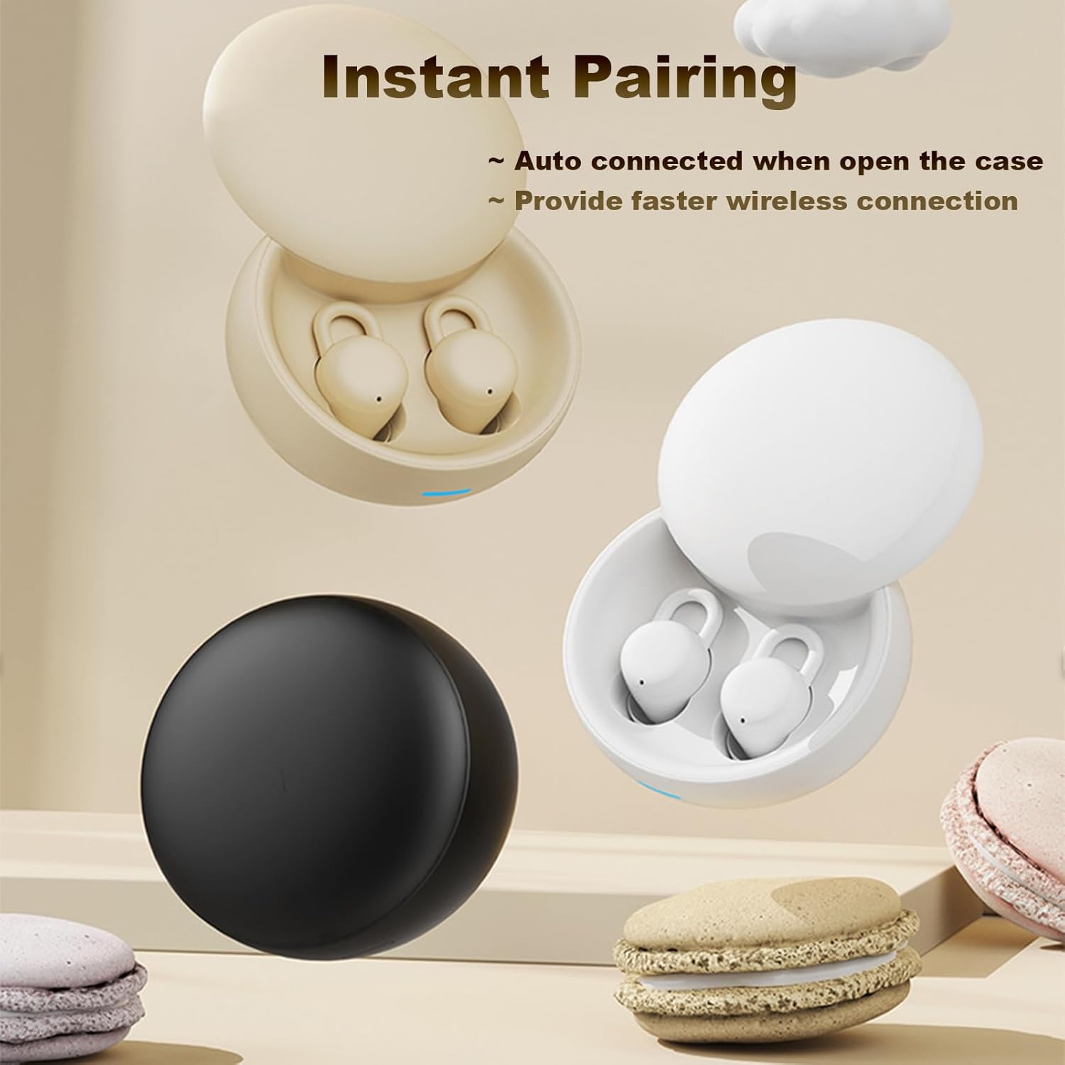 Xmenha Invisible Sleep Earbuds for Side Sleepers Wireless Small Invisible Earbuds for Small Ear Canals Mini Hidden Sleeping Earbuds Headphones Earphones for Sleep Bluetooth Discreet Ear Buds