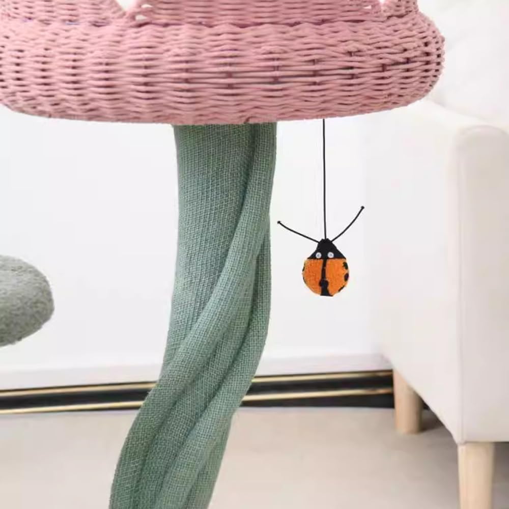 Katzenaktivitätszentrum Tulip Cat Klettergerüst Niedlicher Kratzbaum Mehrschichtige Struktur Marienkäfer Spielzeug Katzenkratzbaum