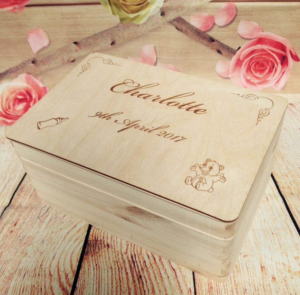 Newborn Baby Keepsake Box Personalised Gift Baby Shower Present New Baby Toys Customised Gift Memory Keepsake Case Natural Wooden Box Christening