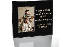 Personalized Son to Dad Leather Picture Frame: First Father's Day