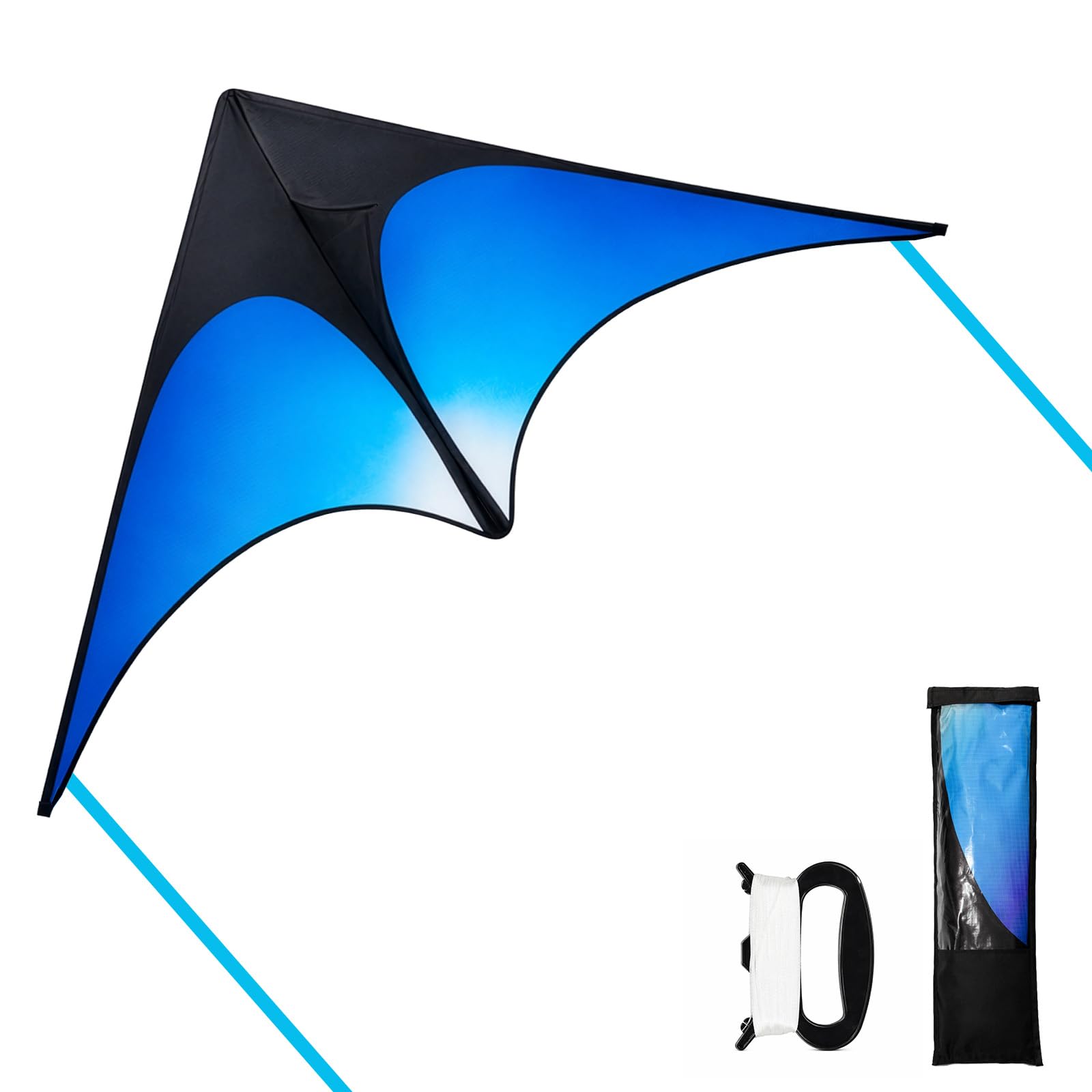 EVERGOODS Delta Kite Set for Kids & Adults Beginner-Friendly Easy-to-Fly Kites for Beach, Park, and Outdoor Family Fun, Outdoor Games & Activities (Blue 1PCS)