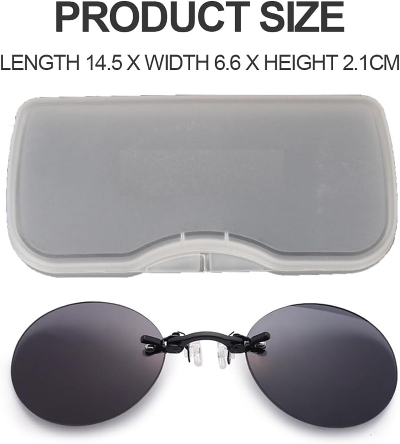 Three Color Retro Round Clip on Nose Glasses, Ultralight Rimless Retro Round Clip On Nose Sunglasses With Leather Box
