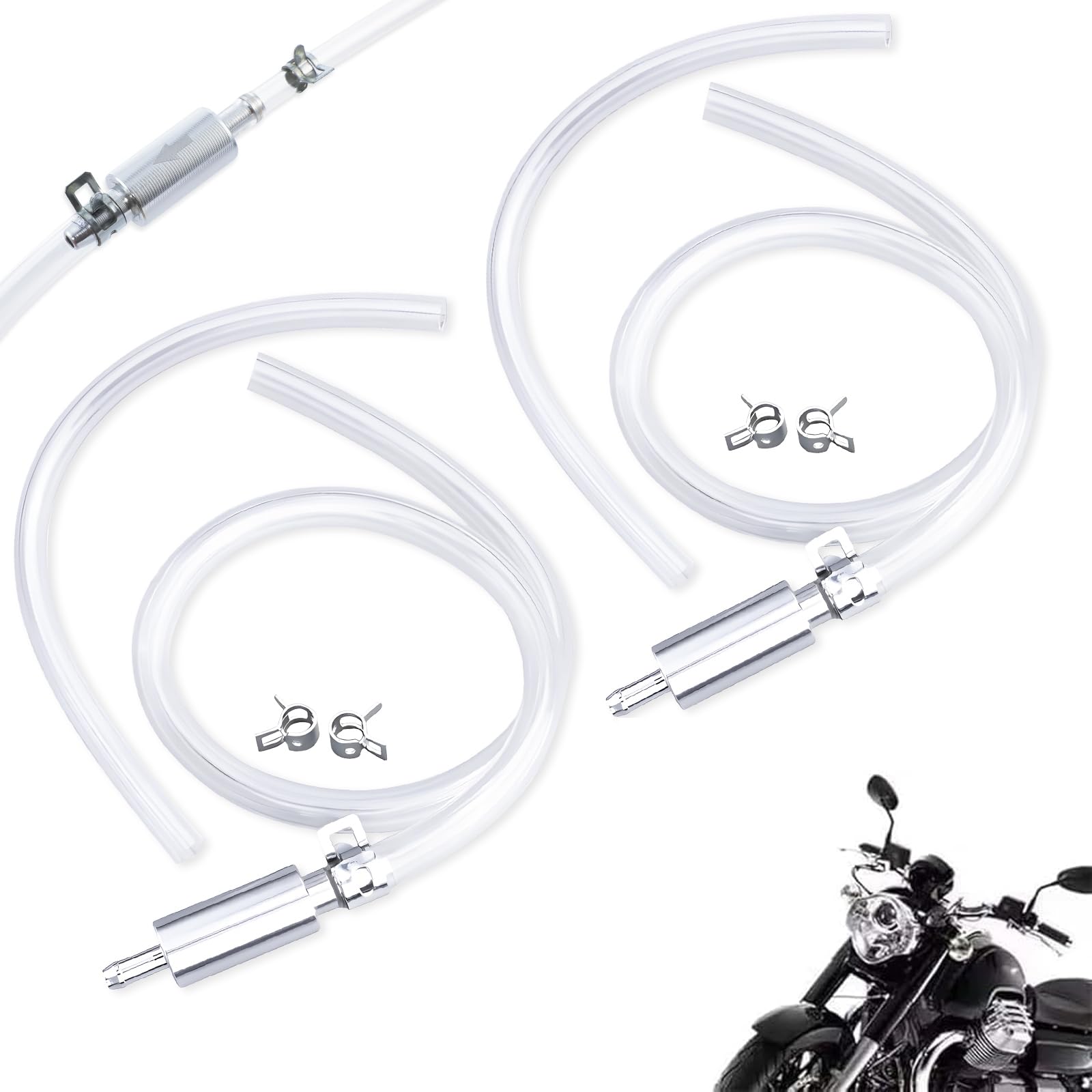 SQZRAN Brake Bleeder Hose - One Way Check Valve Tube Tool Kit for Motorcycle Clutch, Motorcycle Brake Bleeder Kit, Universal Brake Fluid Bleeder Kit, Soft Tube with Metal Clips, 2pcs