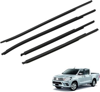 4 Pcs Window Door Seals for Toyota Hilux 2015 2016 2017 2018 2019 2020, Car Window Weatherstrip Moulding Trim Exterior Accessories