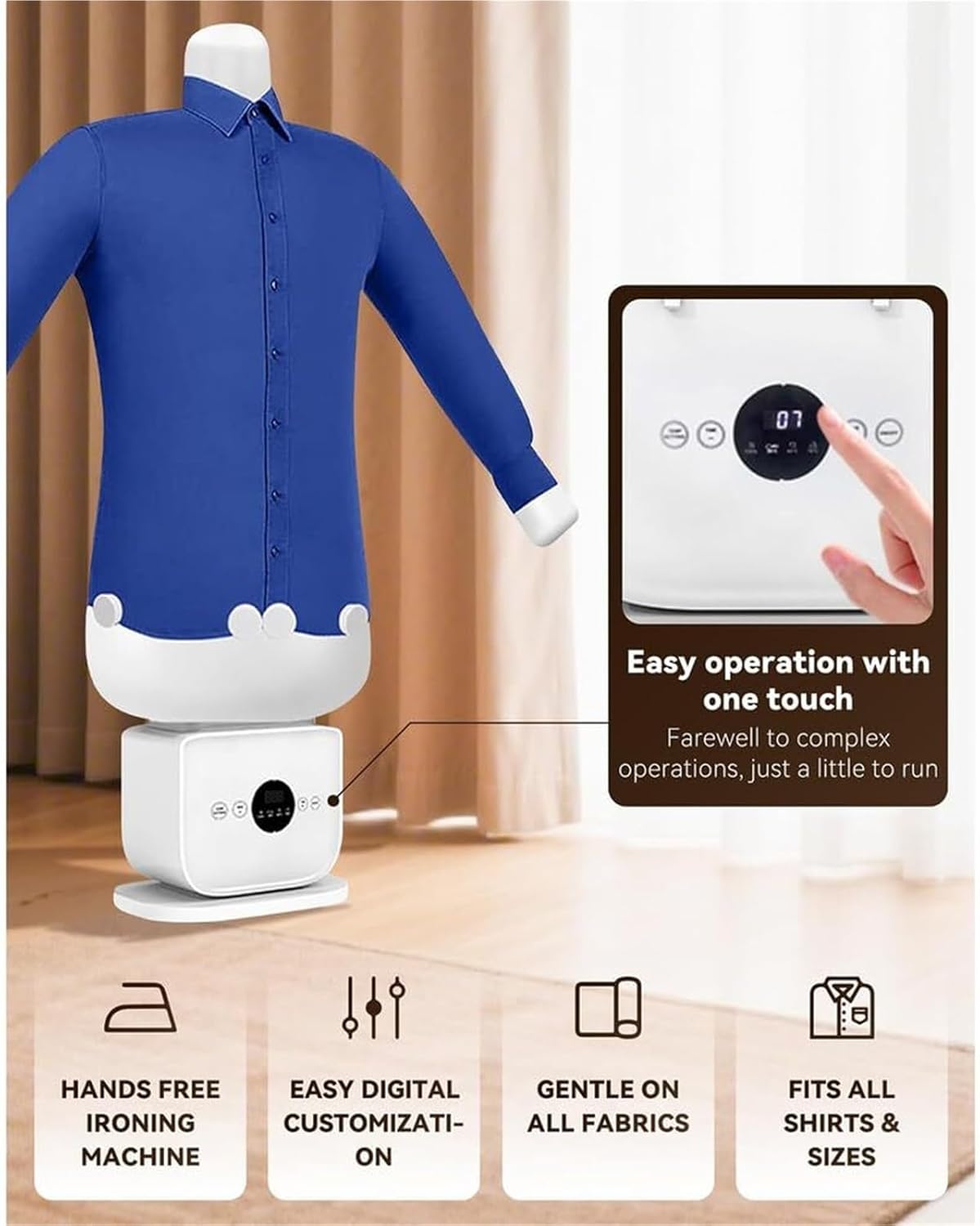 Automatic Hot Air Dryer & Iron,Clothes Dryer and Hands Wrinkle Remover for Shirts & Pants Gentle on All Fabrics